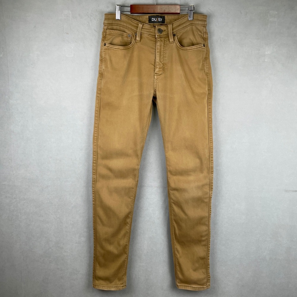 DU/ER N2X Slim Work Performance Pants Mens 30x32 British Tan Brown Cotton Tencel